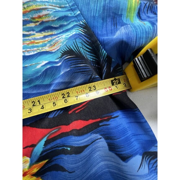 METROP Men’s Blue Tropical Hawaii Aloha Button-Up Pocket Casual Shirt Size M - Picture 7 of 10
